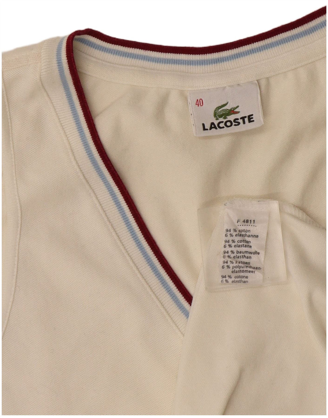 Canotta da donna Lacoste taglia 40 media cotone bianco sporco