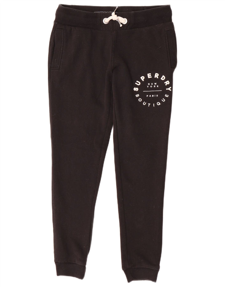 Pantaloni da tuta con grafica da donna SUPERDRY Joggers UK 6 XS cotone nero
