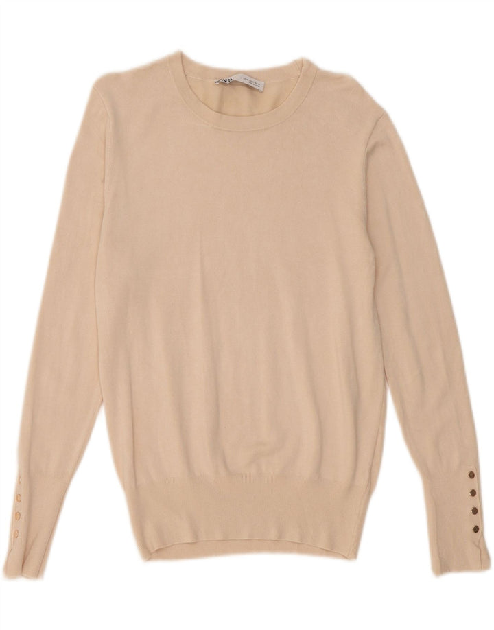 Maglione maglione con scollo a barca da donna Zara UK 12 Beige medio