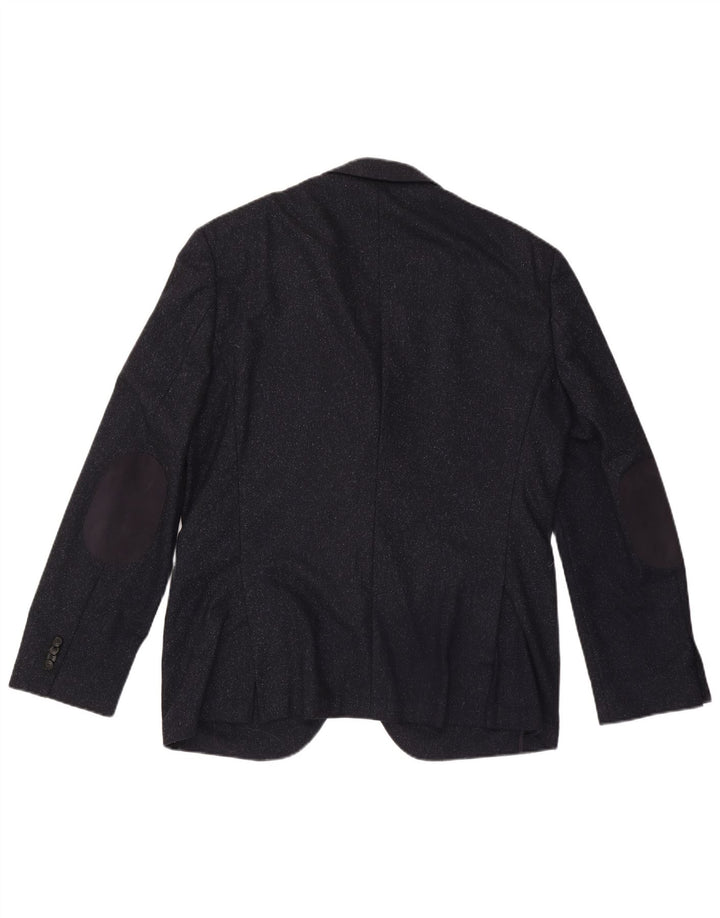 Giacca blazer da uomo a 2 bottoni HUGO BOSS EU 54 2XL Lana screziata blu navy