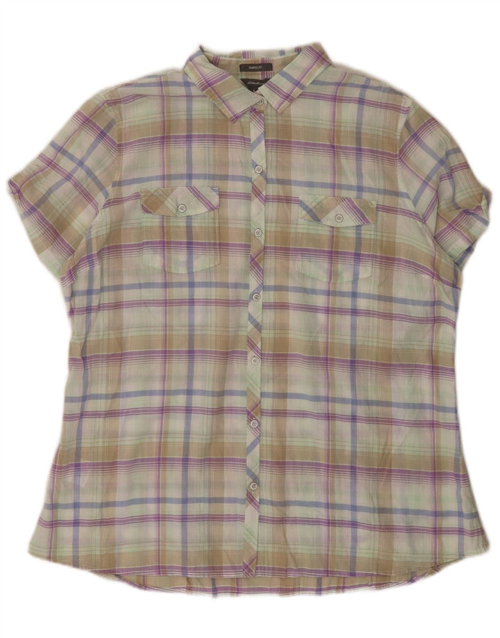 EDDIE BAUER Camicia sagomata da donna UK 18 XL a quadri multicolore