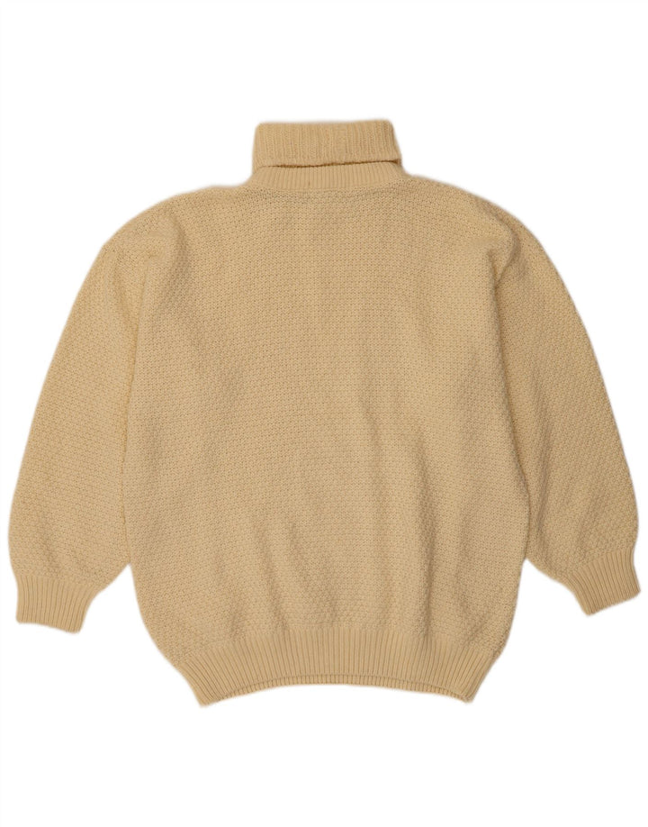 Maglione maglione collo alto da donna VINTAGE UK 18 XL lana bianca