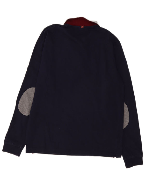 Polo a maniche lunghe da uomo Sun68 XL in cotone color block blu navy