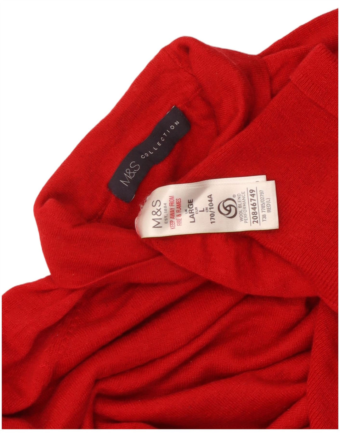 Maglione maglione a collo alto da donna Marks & Spencer UK 16 grande lana merino rossa