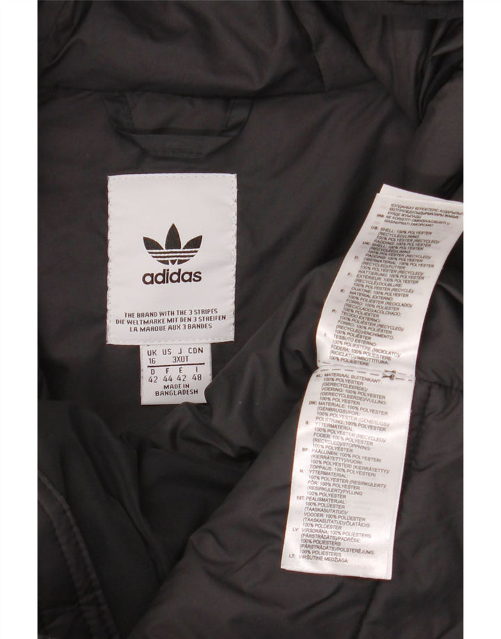 Giacca imbottita con cappuccio da donna Adidas UK 16 grande poliestere nero