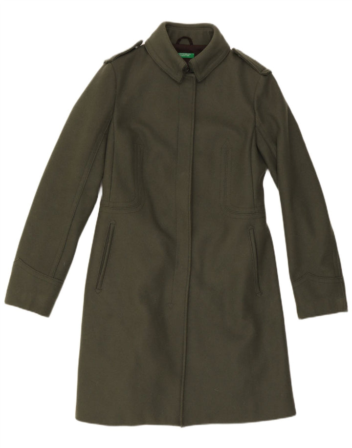 Cappotto Militare Donna Benetton IT 44 Verde Medio Lana