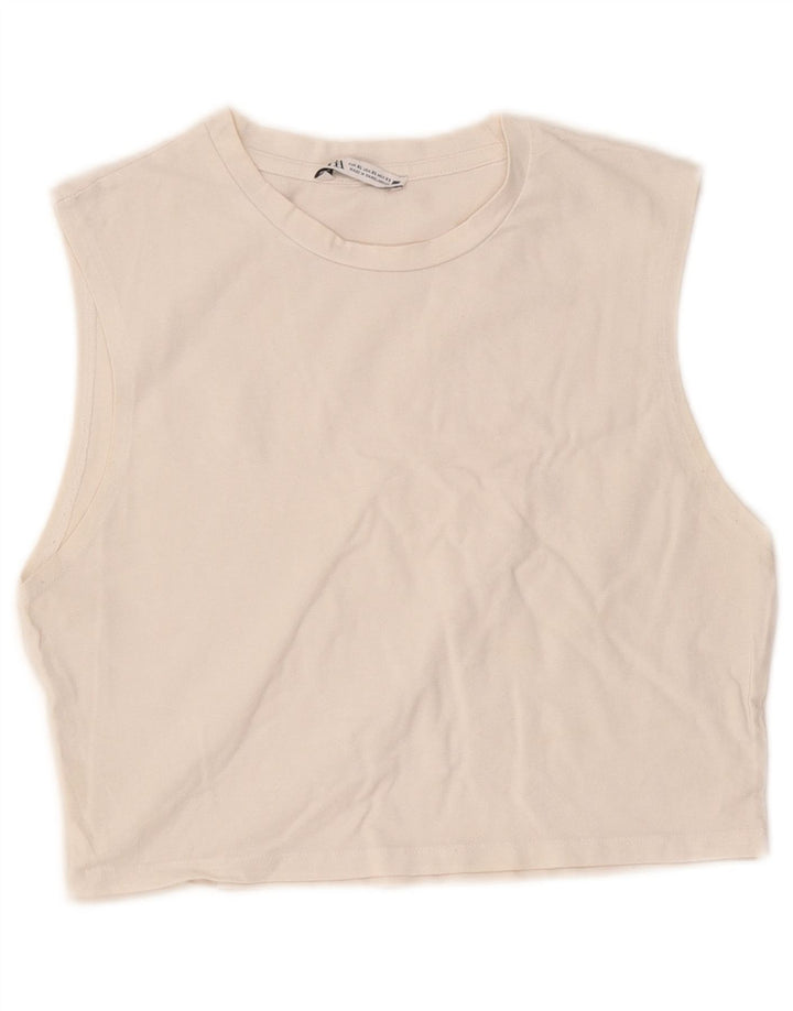 Canotta corta da donna Zara UK 18 XL bianca