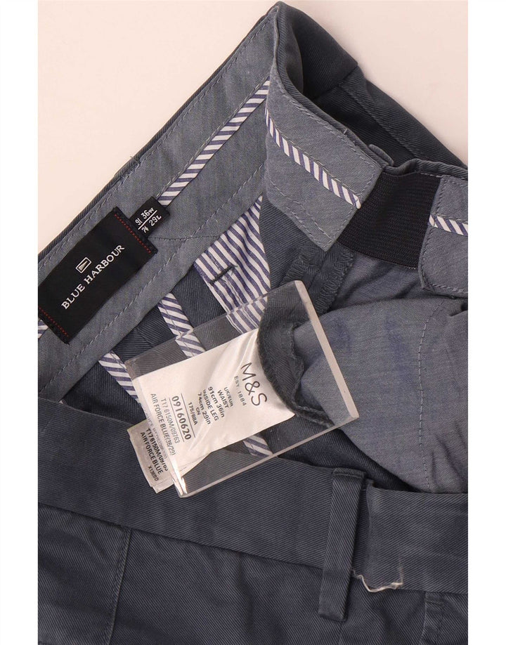 Pantaloni da abito dritti Marks & Spencer da uomo blu Harbour W36 L29 Navy