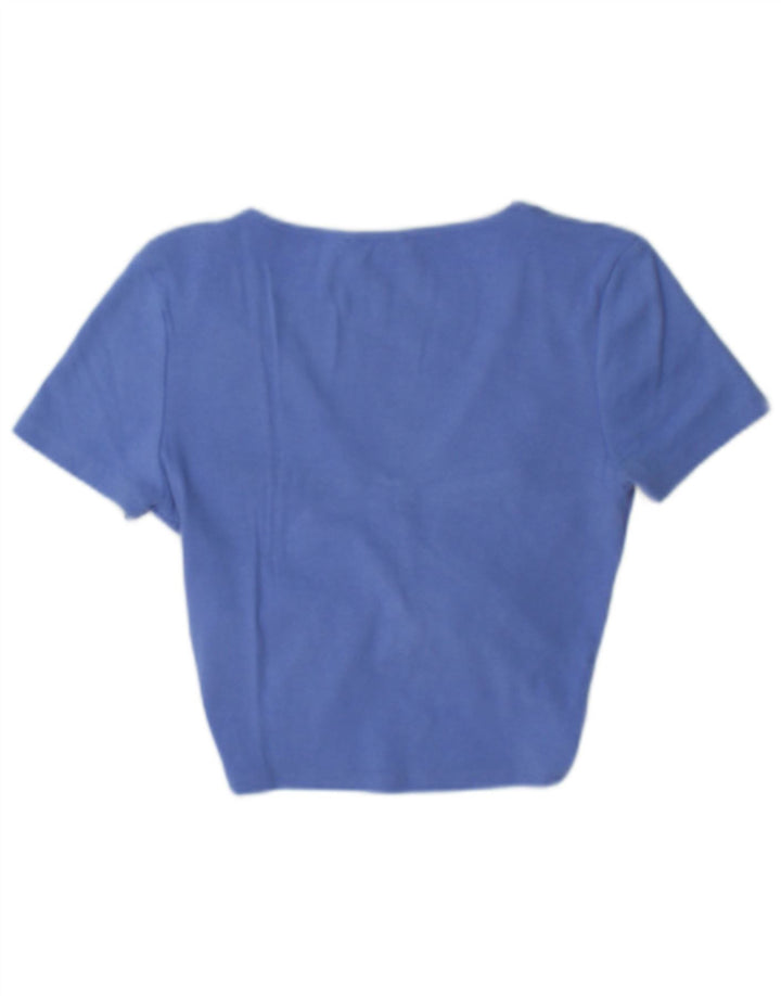 Top corto da donna Zara UK 12 cotone blu medio