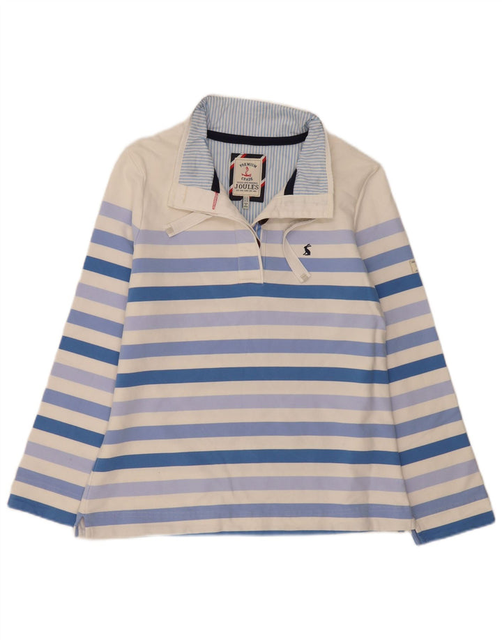 Joules Felpa da Donna con Collo a Bottone, Maglione UK 14, Grandi Righe Bianche