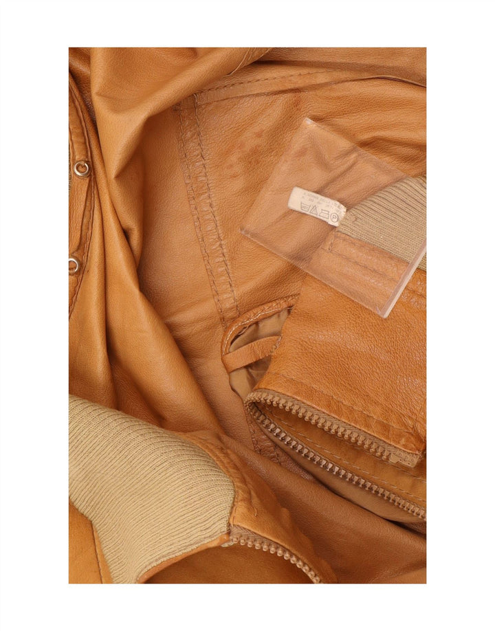 Giubbotto bomber in pelle scamosciata vintage da uomo UK 36 piccola pelle marrone