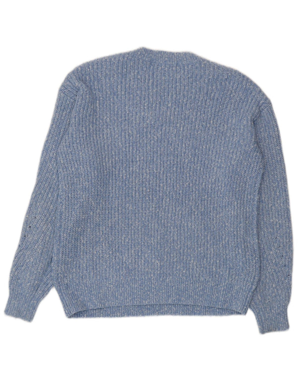 Maglione maglione girocollo da donna Marks & Spencer UK 10 piccolo blu screziato