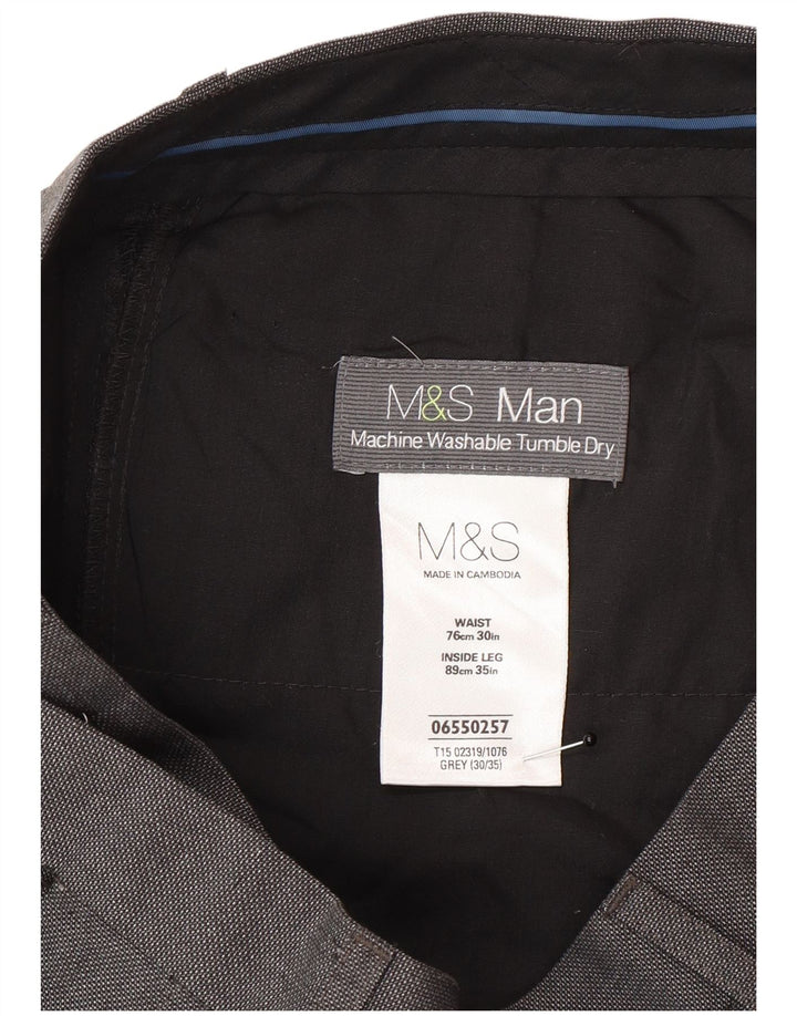 Pantaloni da abito dritti da uomo Marks & Spencer W30 L35 poliestere grigio