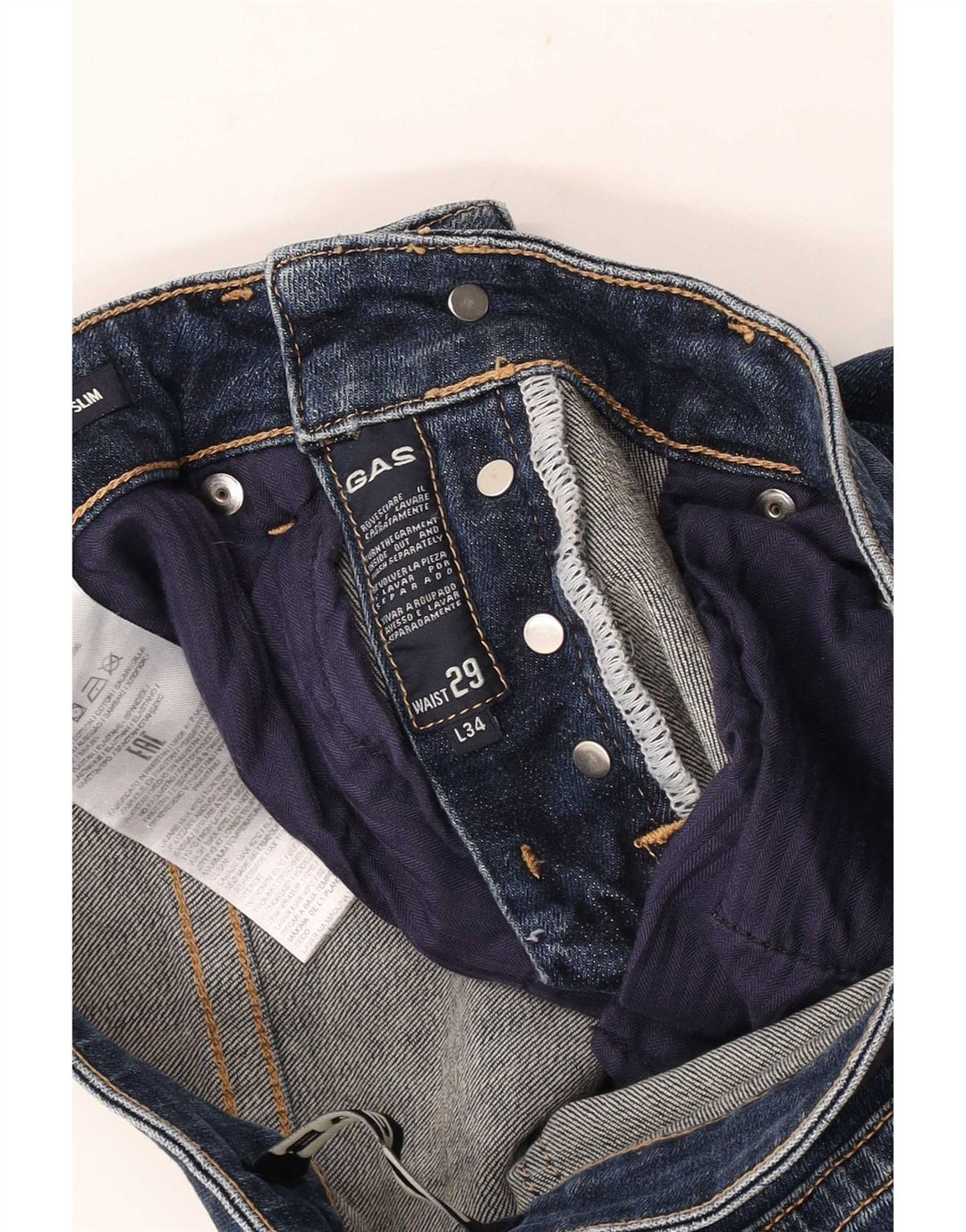 Jeans slim effetto consumato da uomo Gas W29 L34 cotone blu navy