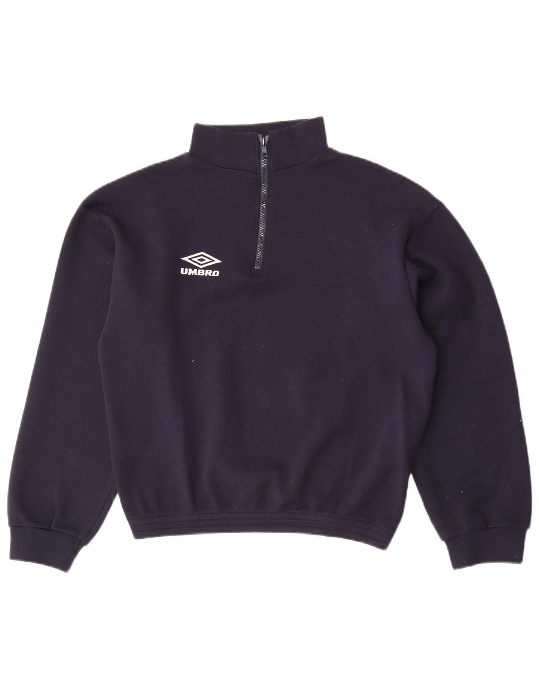 Felpa Umbro da uomo con collo corto e zip, maglione piccolo blu navy