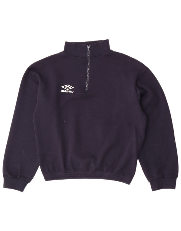 Umbro Mens Crop Zip Neck Sweatshirt Jumper Small Navy Blue