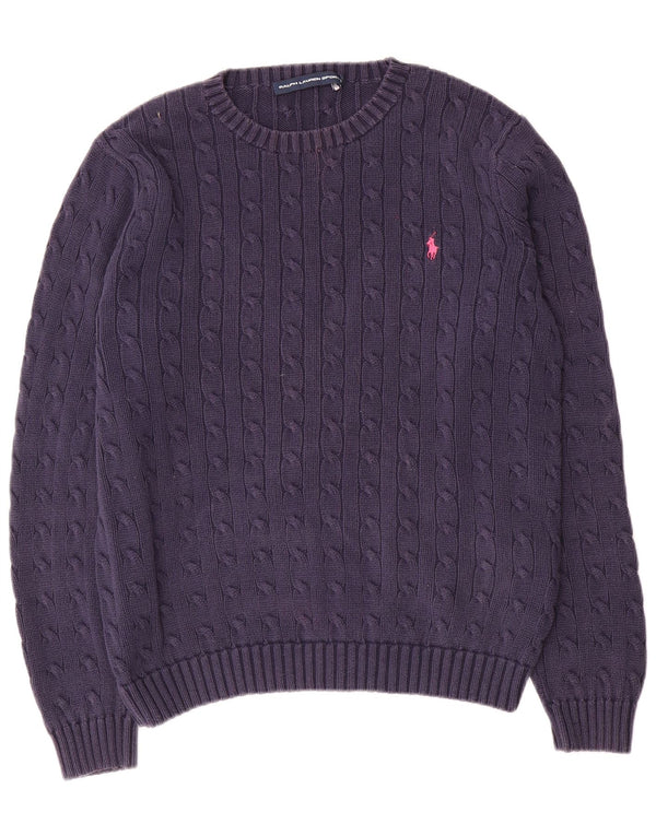 Maglione maglione girocollo da donna Ralph Lauren UK 18 XL cotone blu navy