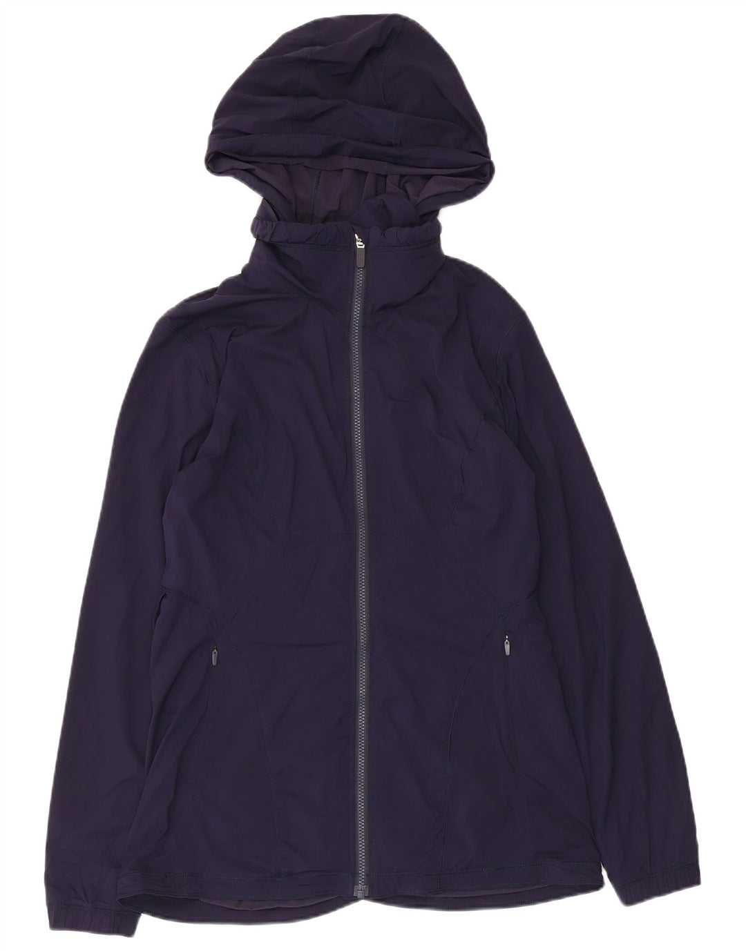 Giacca a vento con cappuccio da donna Lululemon US 8 nylon blu navy medio