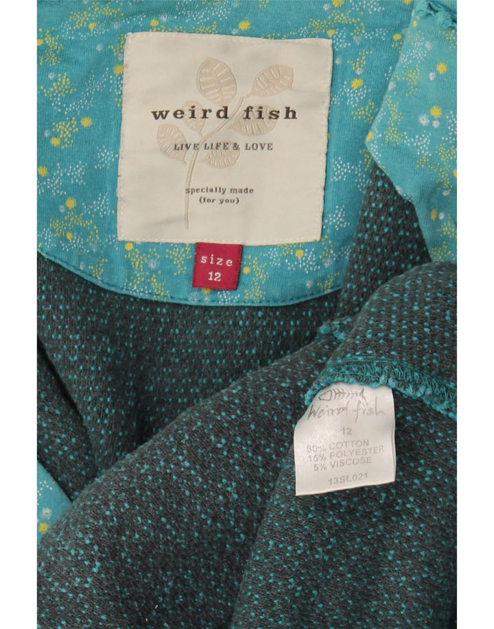 Maglione con cappuccio e zip da donna Weird Fish UK 12 Cotone blu medio