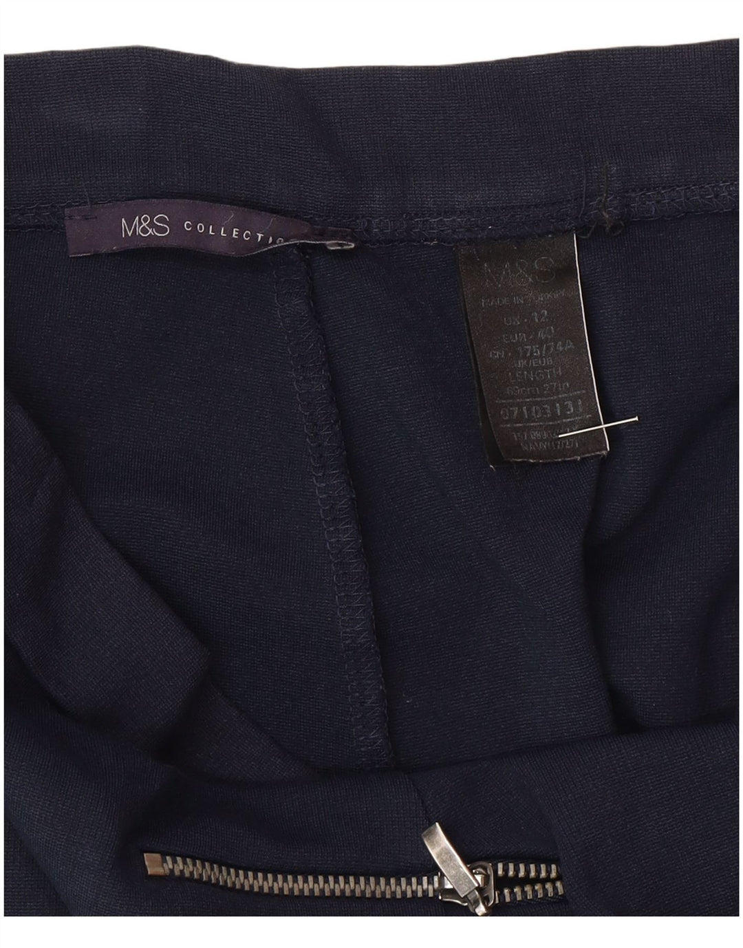 Gonna longuette da donna Marks & Spencer UK 12 media W30 blu navy poliammide