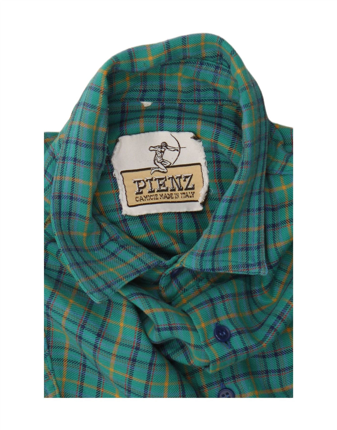 Camicia vintage da uomo in flanella a quadri turchesi medi