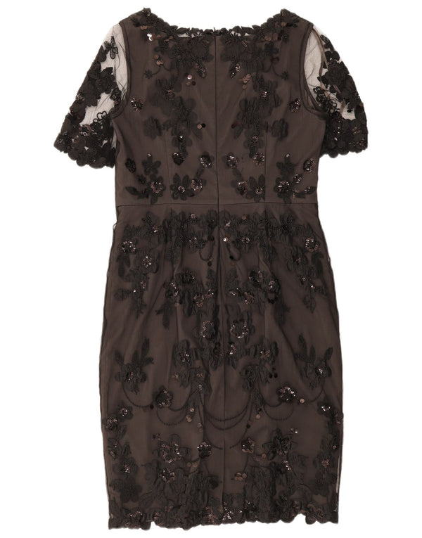 Abito tubino in pizzo da donna Monsoon UK 14 Grande nylon floreale nero