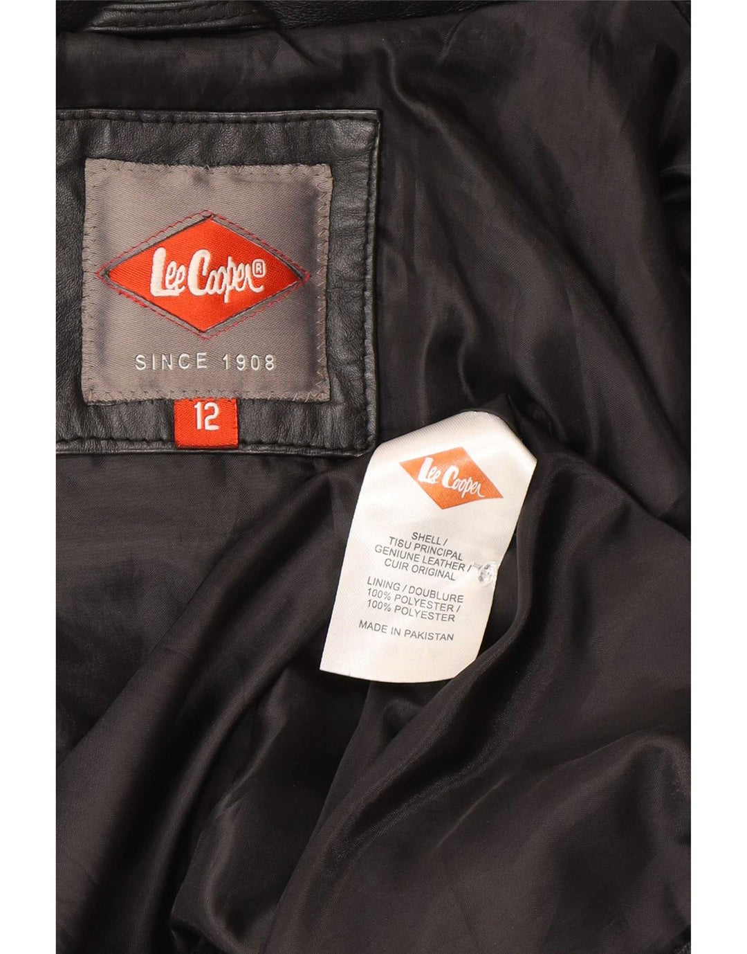 Giacca in pelle Lee Cooper da donna UK 12 media nera