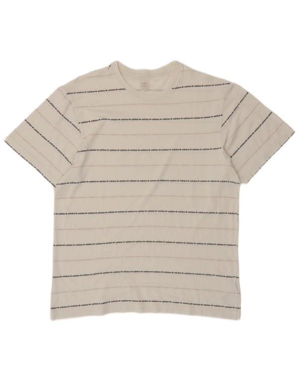 T-shirt grafica da uomo Adidas Top in cotone a righe bianche grandi