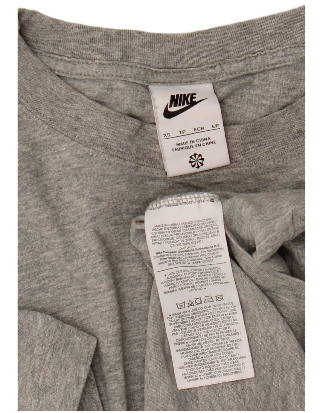 T-shirt Nike da uomo Top XS in cotone chiazzato grigio