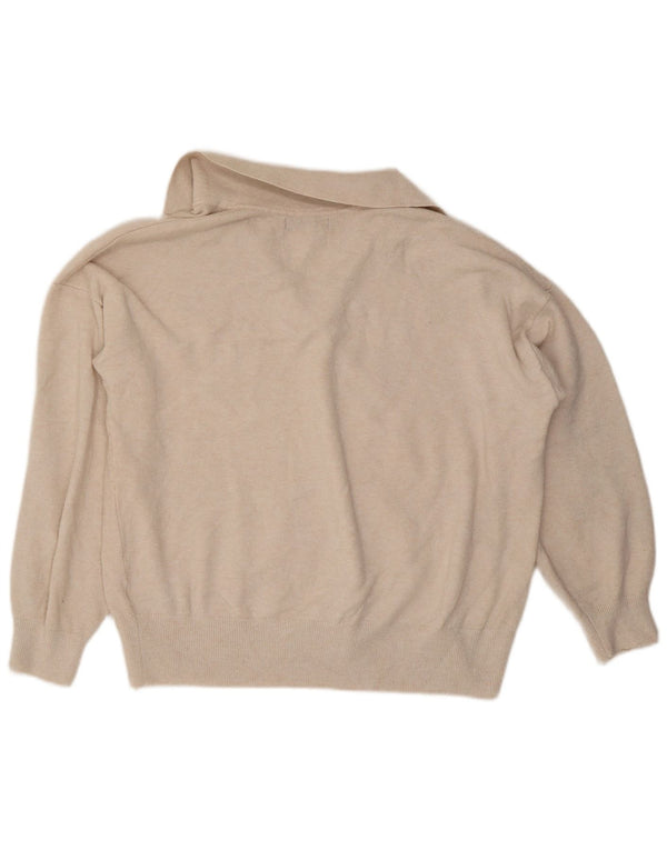 Maglione oversize con collo a polo oversize da donna Marks & Spencer UK 16 Large Beige