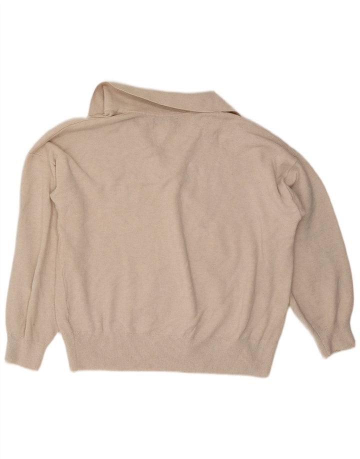 Maglione oversize con collo a polo oversize da donna Marks & Spencer UK 16 Large Beige