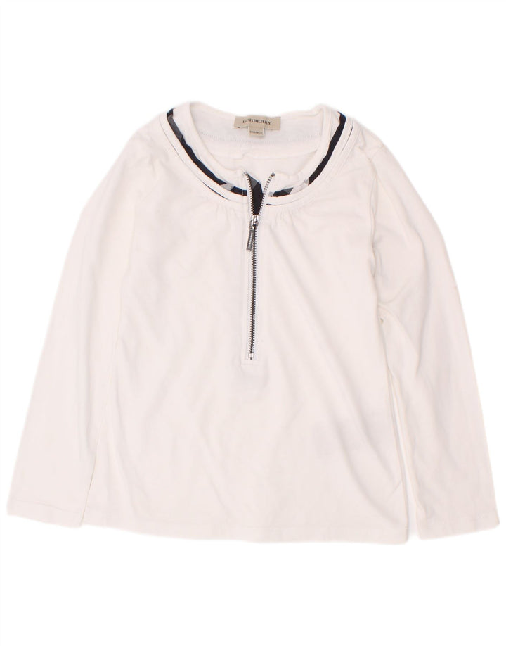 Top Bambina Burberry Manica Lunga 4-5 Anni Cotone Bianco
