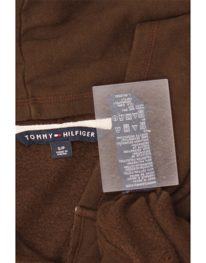 TOMMY HILFIGER Maglione con cappuccio grafico oversize da donna UK 10 piccolo marrone