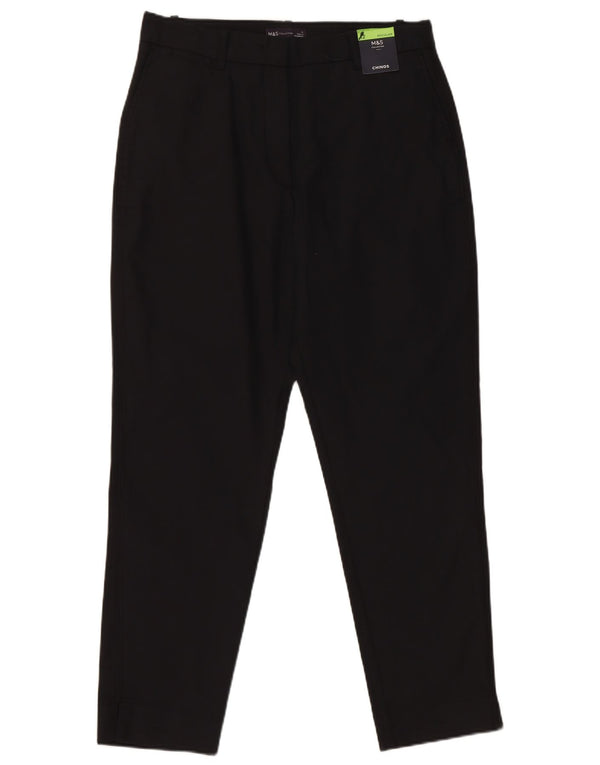 Pantaloni chino a vita alta da donna Marks & Spencer UK 12 medi W30 L27 neri