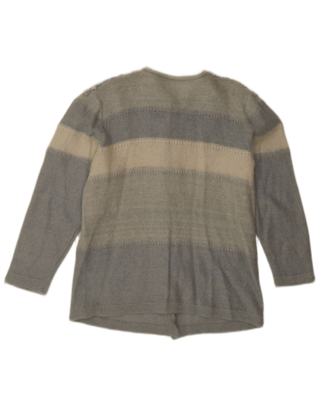 Maglione cardigan da donna vintage UK 12 Colorblock blu medio