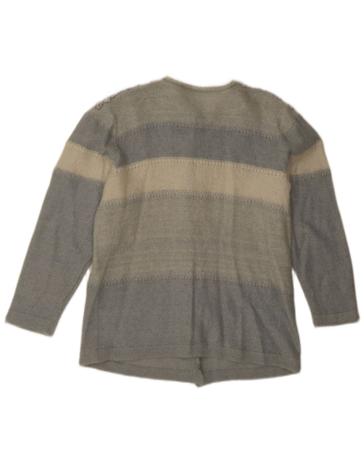 Maglione cardigan da donna vintage UK 12 Colorblock blu medio