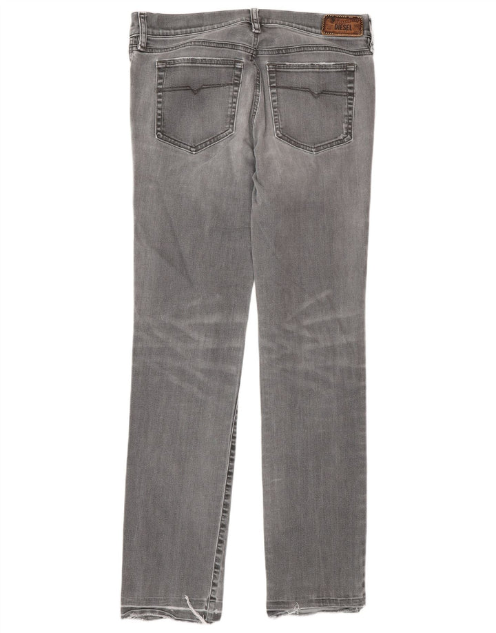 Jeans dritti slim regolari da donna Diesel W31 L32 cotone grigio