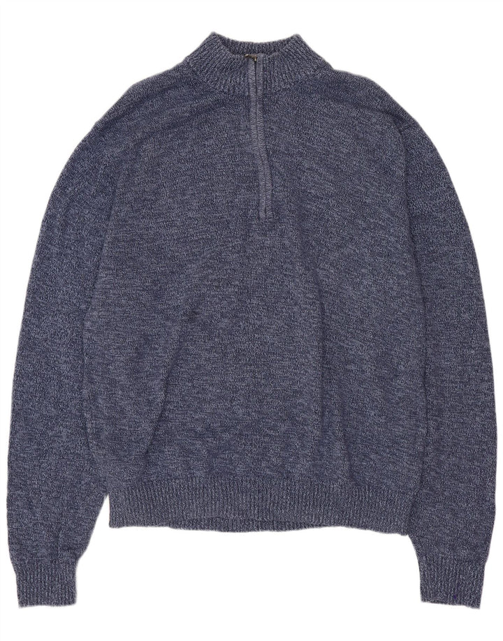 Maglione da uomo con zip e collo IZOD 2XL in cotone screziato blu navy