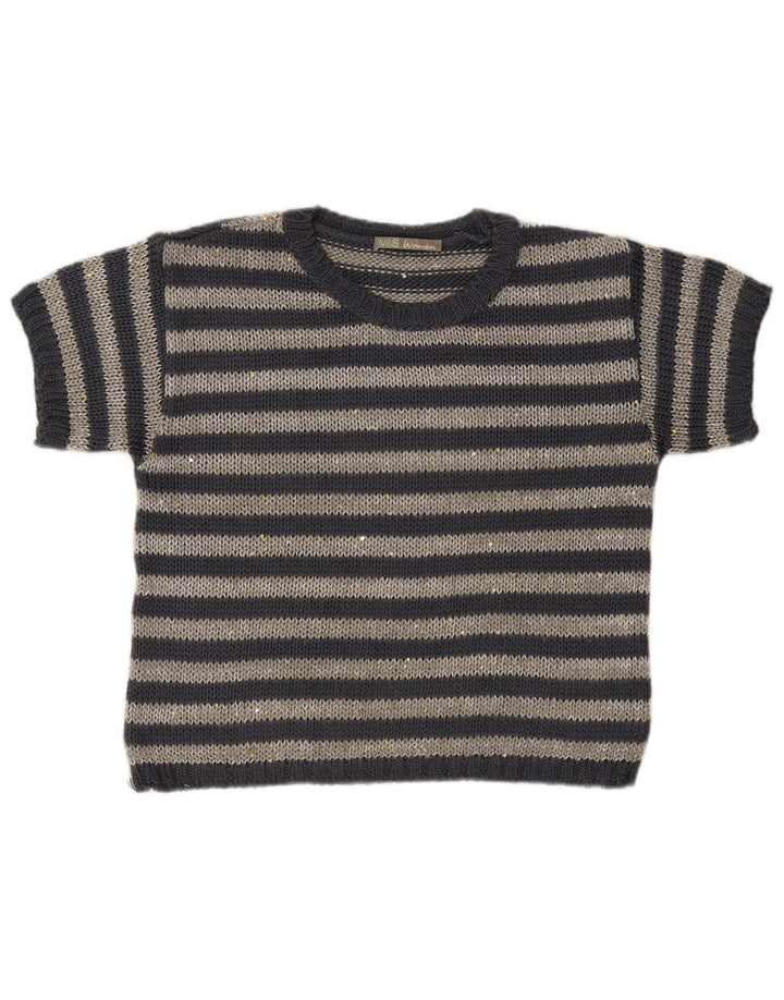 Maglione da donna Marks & Spencer con scollo a barca UK 12 Grigio medio a righe