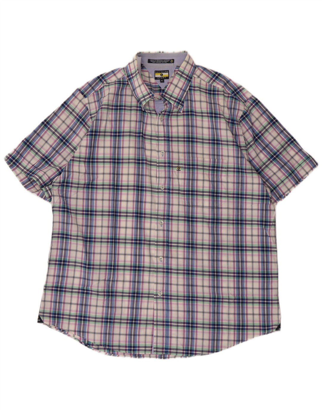 Camicia da uomo a maniche corte Navigare XL in cotone a quadri multicolore