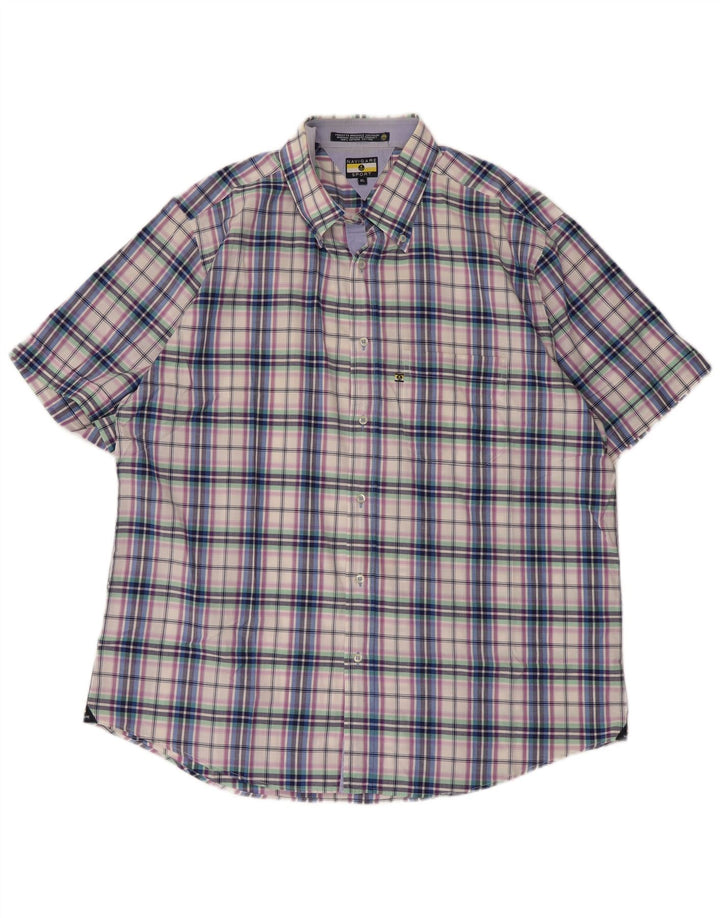 Camicia da uomo a maniche corte Navigare XL in cotone a quadri multicolore