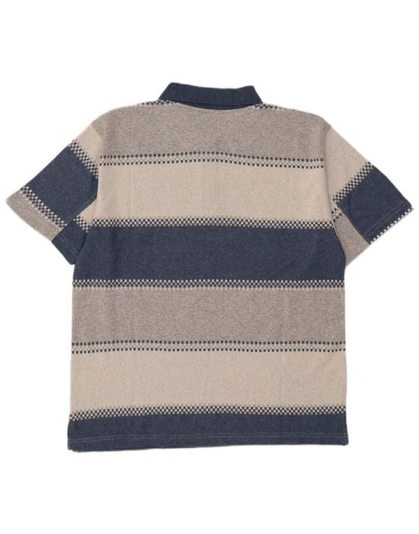 Polo da uomo con zip e collo Billy Dean, grande, in cotone color block blu