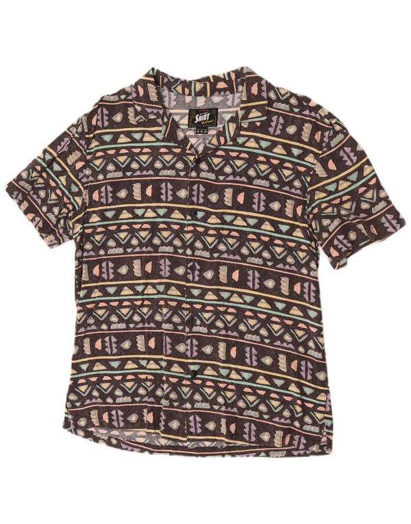 Camicia a maniche corte da uomo Pull & Bear hawaiana geometrica marrone medio