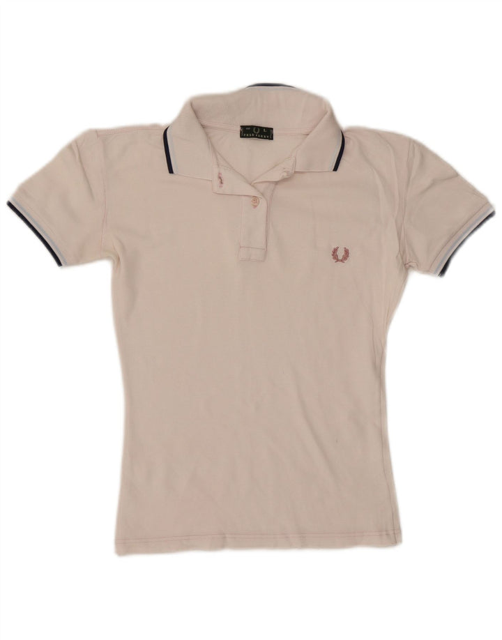 Polo da donna Fred Perry UK 14 a righe bianche grandi
