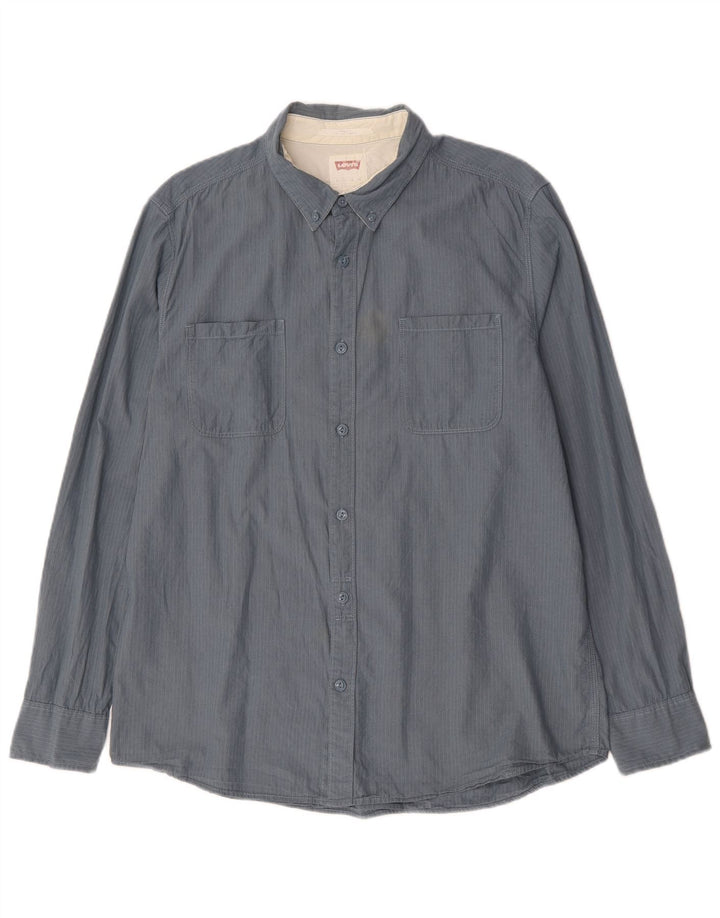Camicia Levi's da uomo XL in cotone a righe grigie