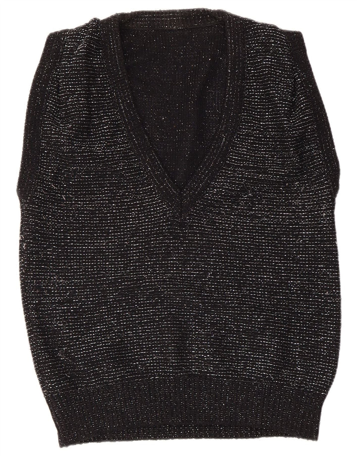 Canotta da donna VINTAGE EU 40/42 Acrilico chiazzato nero medio