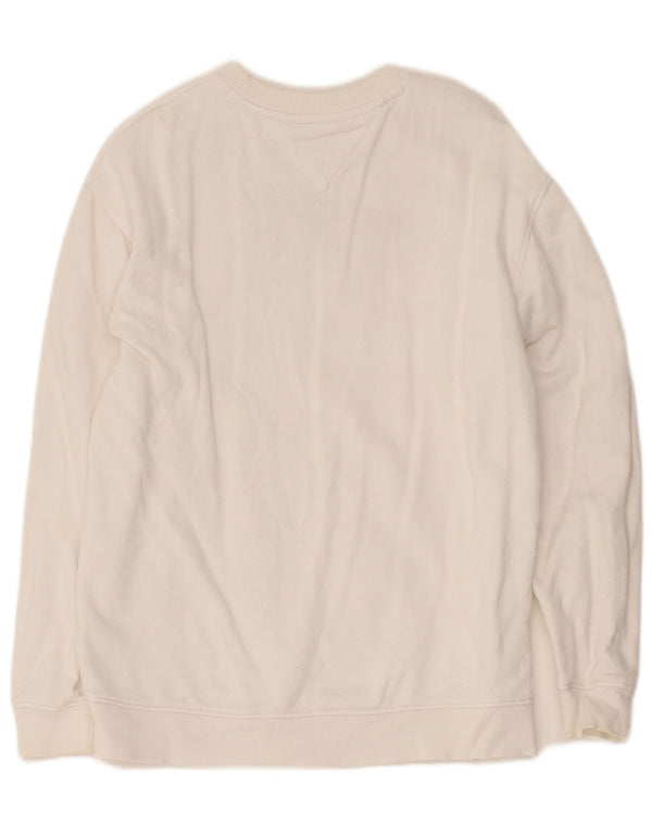 Felpa oversize con grafica da donna Tommy Hilfiger Maglione UK 10 Small Bianco