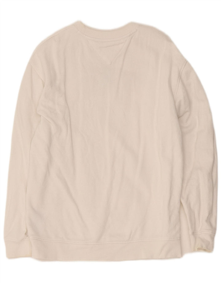 Felpa oversize con grafica da donna Tommy Hilfiger Maglione UK 10 Small Bianco