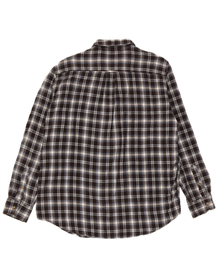 Chaps Camicia da uomo in flanella di cotone a quadri neri grandi