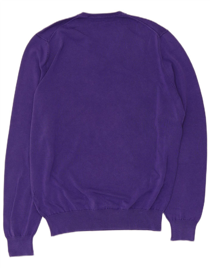 Maglione da uomo con scollo a V Massimo Dutti in cotone viola medio
